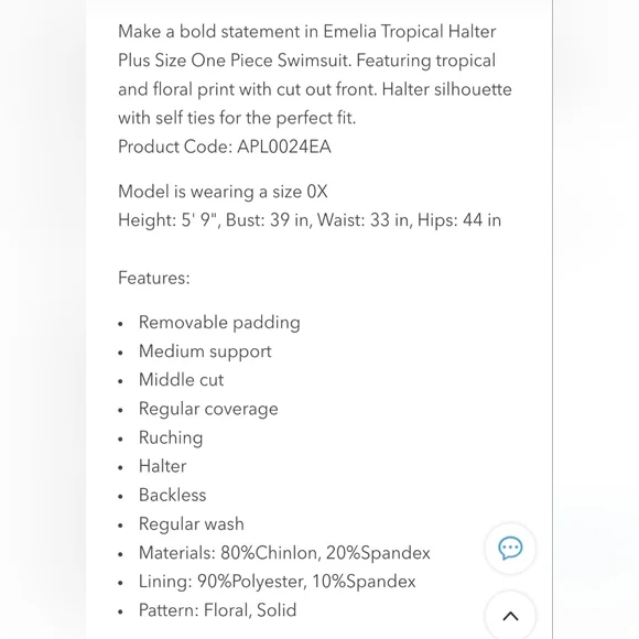 Cupshe Emelia Tropical Halter Plus Size One Piece Swimsuit, sz 2x - Picture 9 of 9